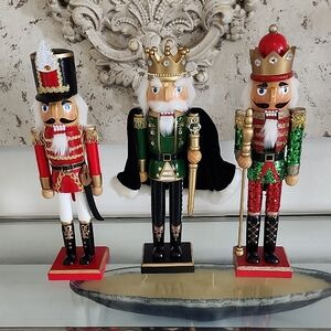 Festive Nutcracker Trio Set - Red, Green, Gold